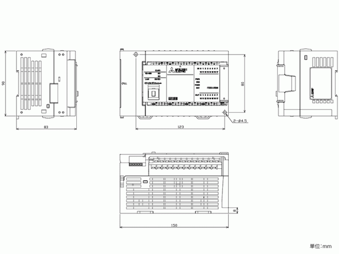 仕様から探す del シーケンサ MELSEC del índice de inteligencia-f del ダウンロード de FX5U-32MT/ES (・ cad) MELSEC del 外形図|三菱電機 FA